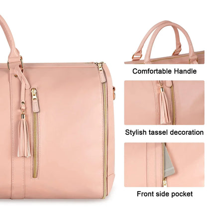 Foldable Women'S Travel Convenient Carry-On Clothing Bag Large PU Leather Duffel Bag Women'S Business Travel Bag