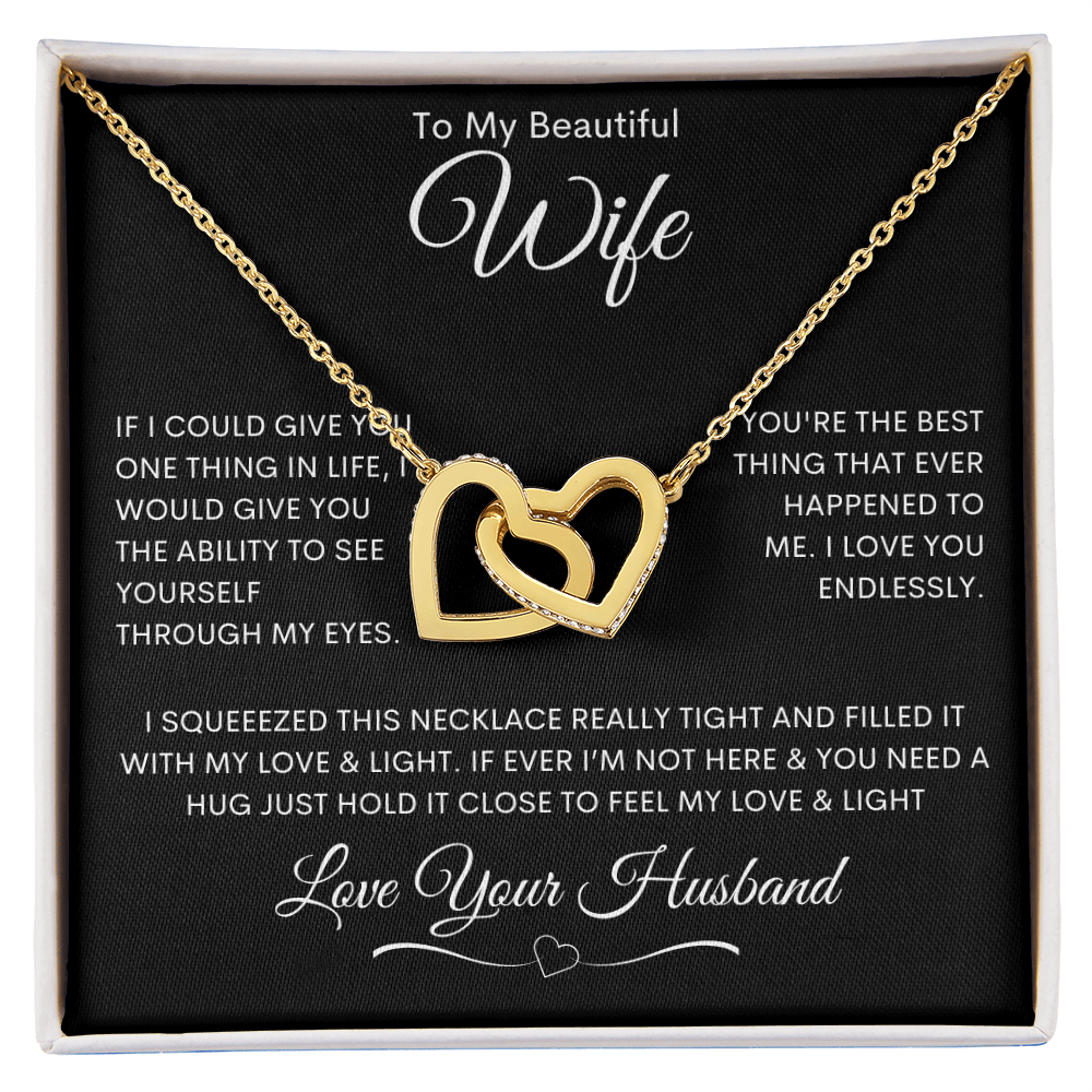 To My Beautiful Wife - Interlocking Hearts Necklace