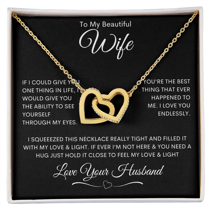 To My Beautiful Wife - Interlocking Hearts Necklace