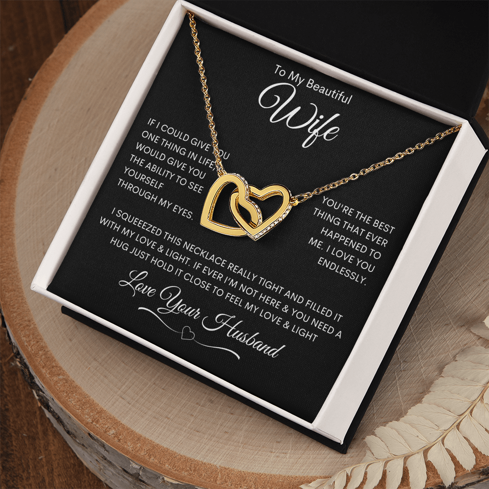 To My Beautiful Wife - Interlocking Hearts Necklace