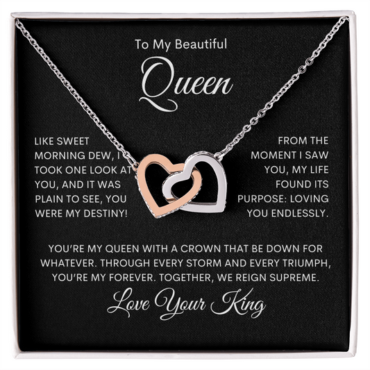 Beautiful Queen - Interlocking  Hearts Necklace
