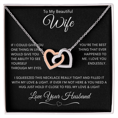 To My Beautiful Wife - Interlocking Hearts Necklace