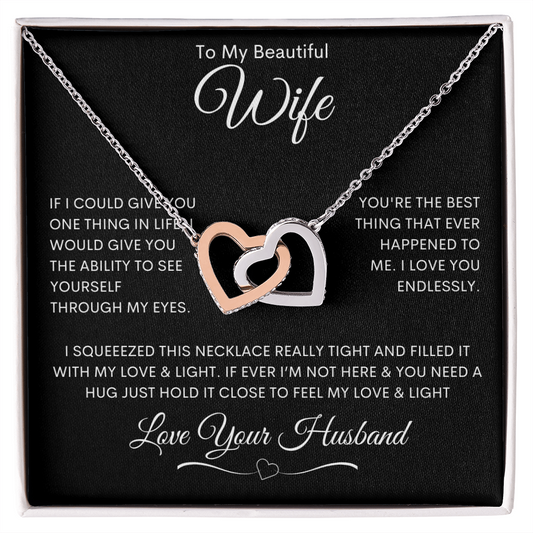 To My Beautiful Wife - Interlocking Hearts Necklace