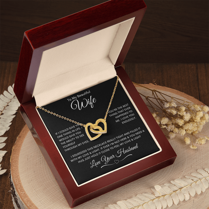 To My Beautiful Wife - Interlocking Hearts Necklace